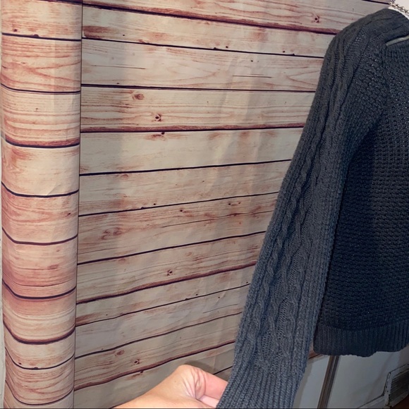 Michael Kors Charcoal Zipper Shoulder Crew Sweater - Picture 4 of 7